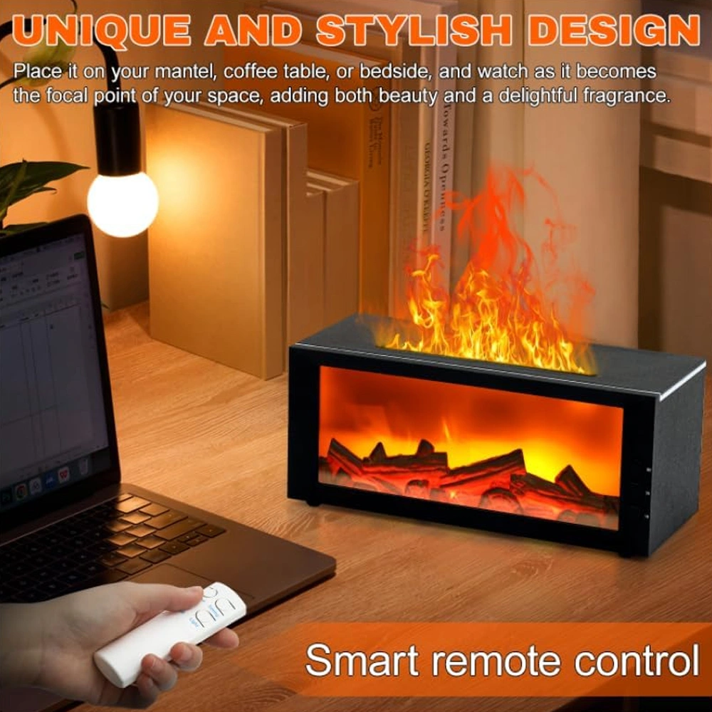 Upgraded 300ml Fireplace Diffuser Essential Oil 7 Colorful Large Flame Fire Humidifier Changing Aroma Diffuser for Aromatherapy Yoga Room Bedroom, Room, Office, Home with Remote Timer and Auto Off view 11