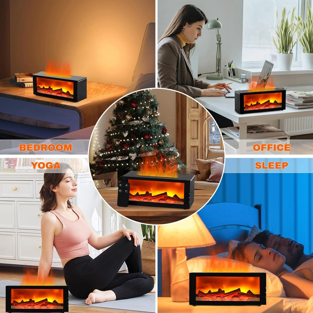 Upgraded 300ml Fireplace Diffuser Essential Oil 7 Colorful Large Flame Fire Humidifier Changing Aroma Diffuser for Aromatherapy Yoga Room Bedroom, Room, Office, Home with Remote Timer and Auto Off view 9