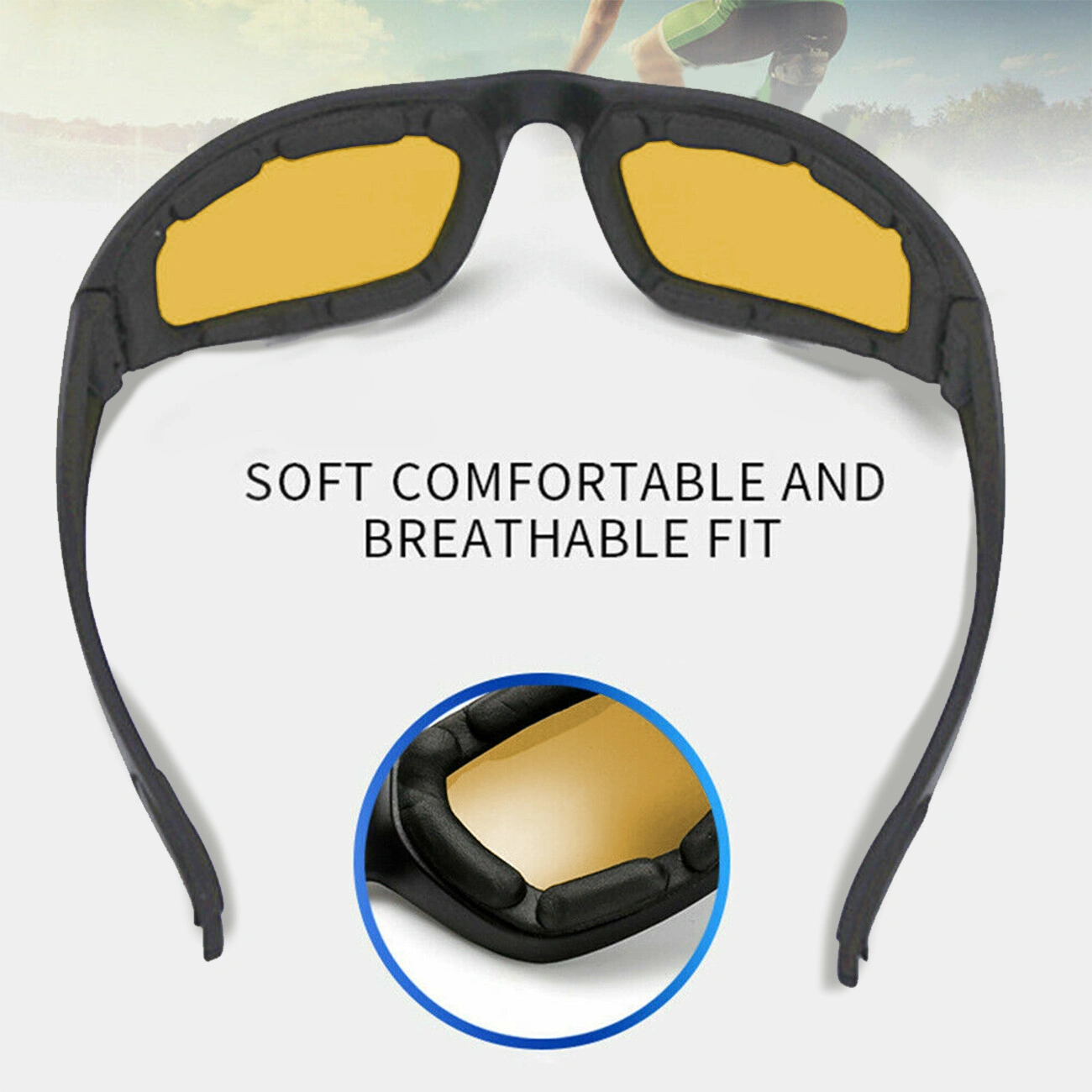 3 Pairs Motorcycle Sports Biker Riding Glasses Wind Resistant Eye Protection Sports Goggles Cycling Sunglasses Yellow view 5