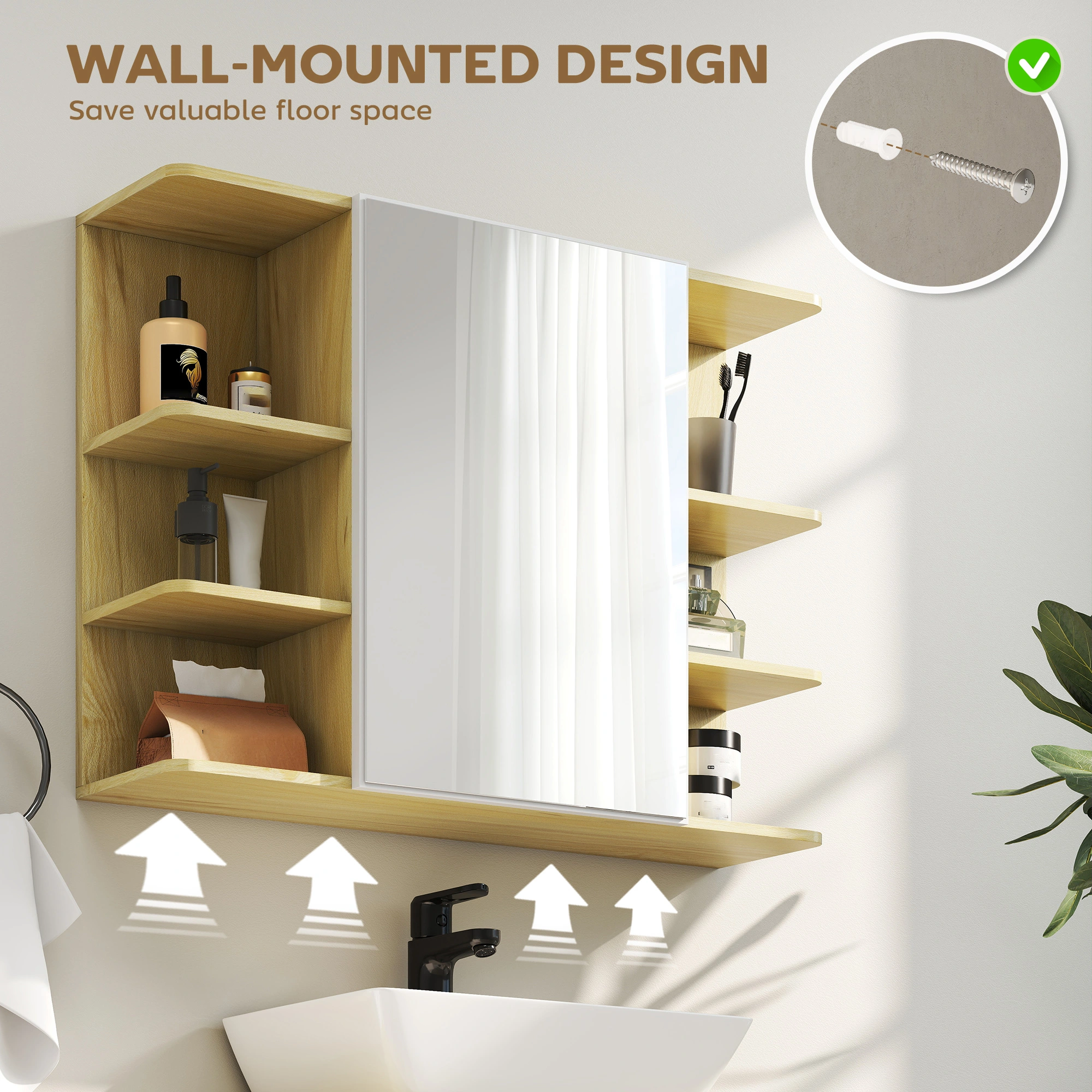 Modern Bathroom Wall Mirror, Anti-Fog LED Lighted Vanity Mirror with Touch Control, Shatterproof Silver Frame for Bedroom & Bath view 5