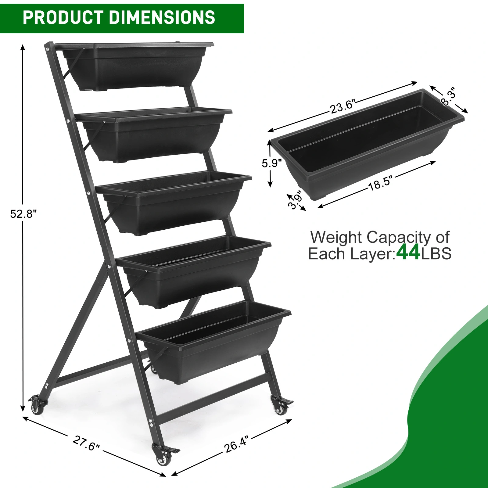 5 Tiers Vertical Garden Bed, Vertical Garden Planter Indoor and Outdoor, Vertical Elevated Garden Bed Perfect for Vegetables Flowers Herbs view 4