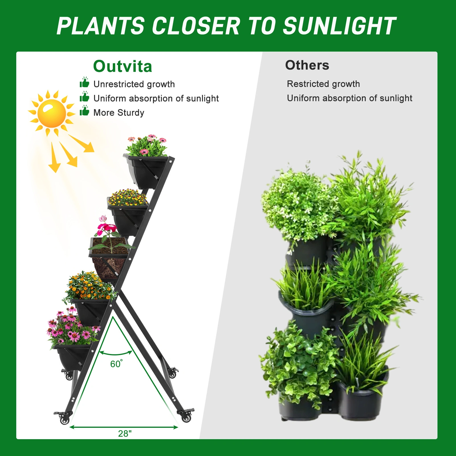 5 Tiers Vertical Garden Bed, Vertical Garden Planter Indoor and Outdoor, Vertical Elevated Garden Bed Perfect for Vegetables Flowers Herbs view 5