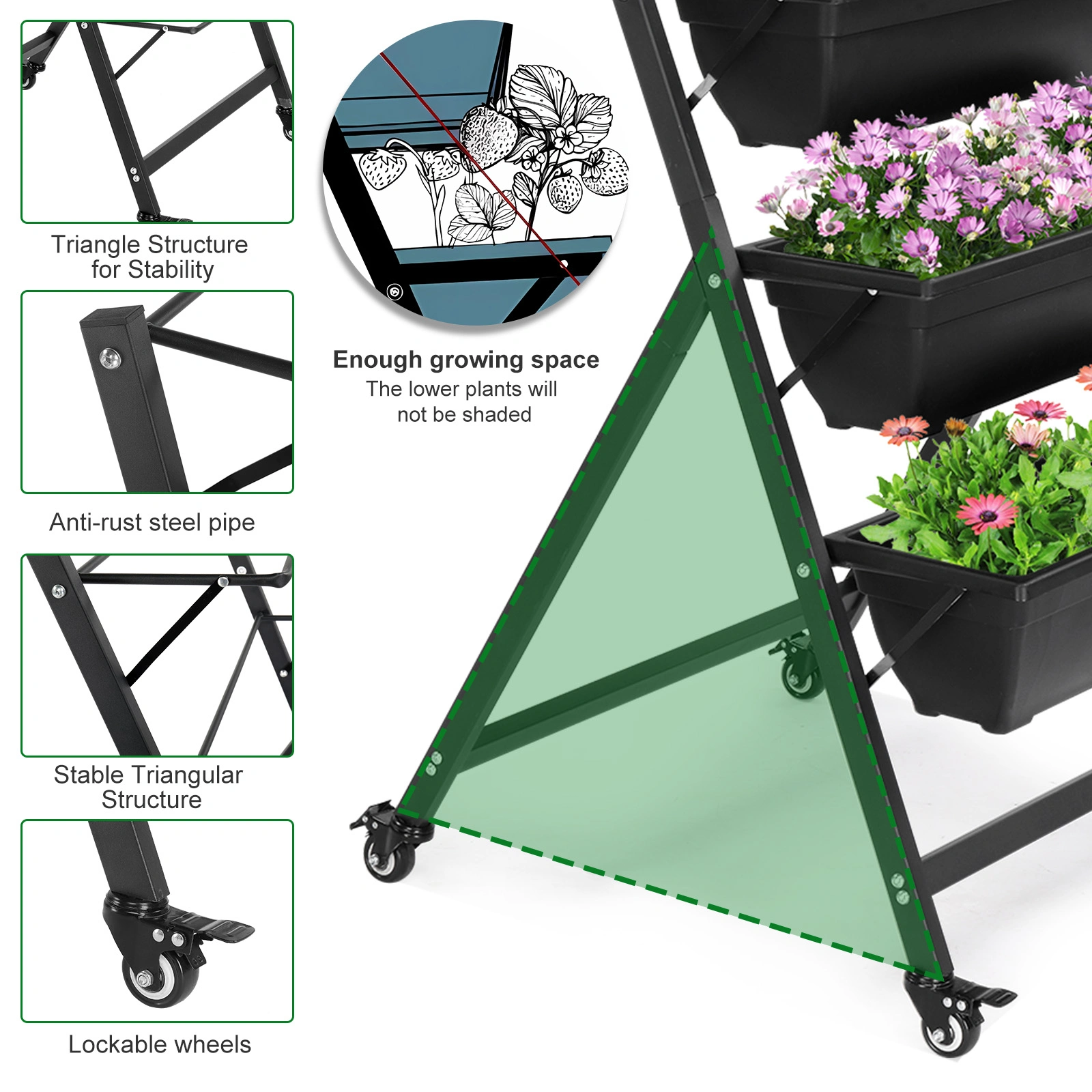 5 Tiers Vertical Garden Bed, Vertical Garden Planter Indoor and Outdoor, Vertical Elevated Garden Bed Perfect for Vegetables Flowers Herbs view 7