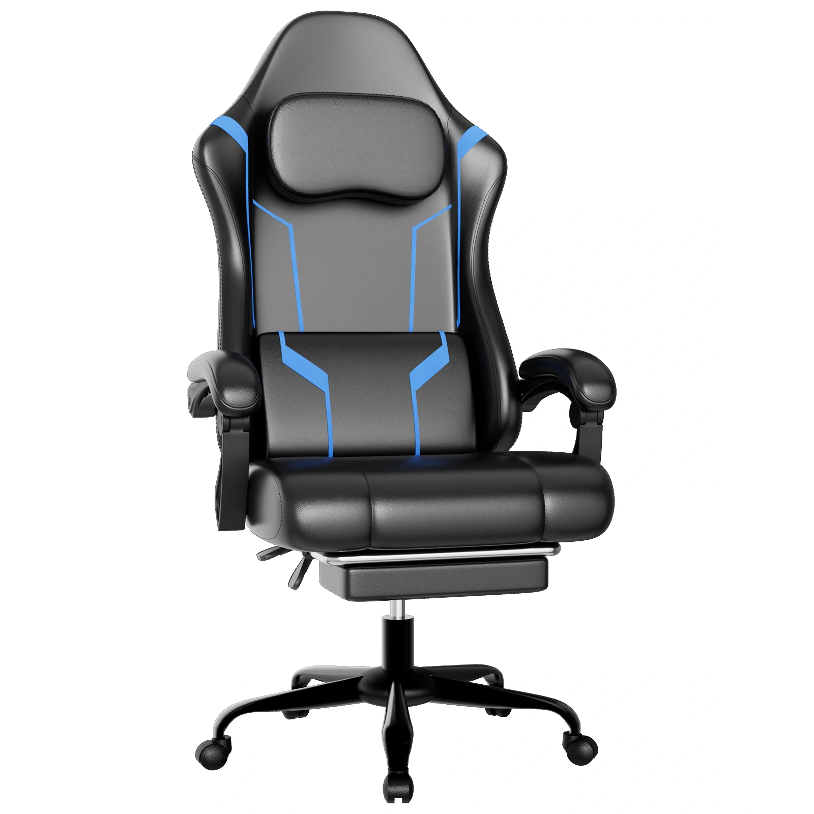 Ergonomic Gaming Chair with Pocket Spring Cushion & Footrest, Height Adjustable Swivel Computer Chair, High Back Video Game Chair with Headrest for Adults