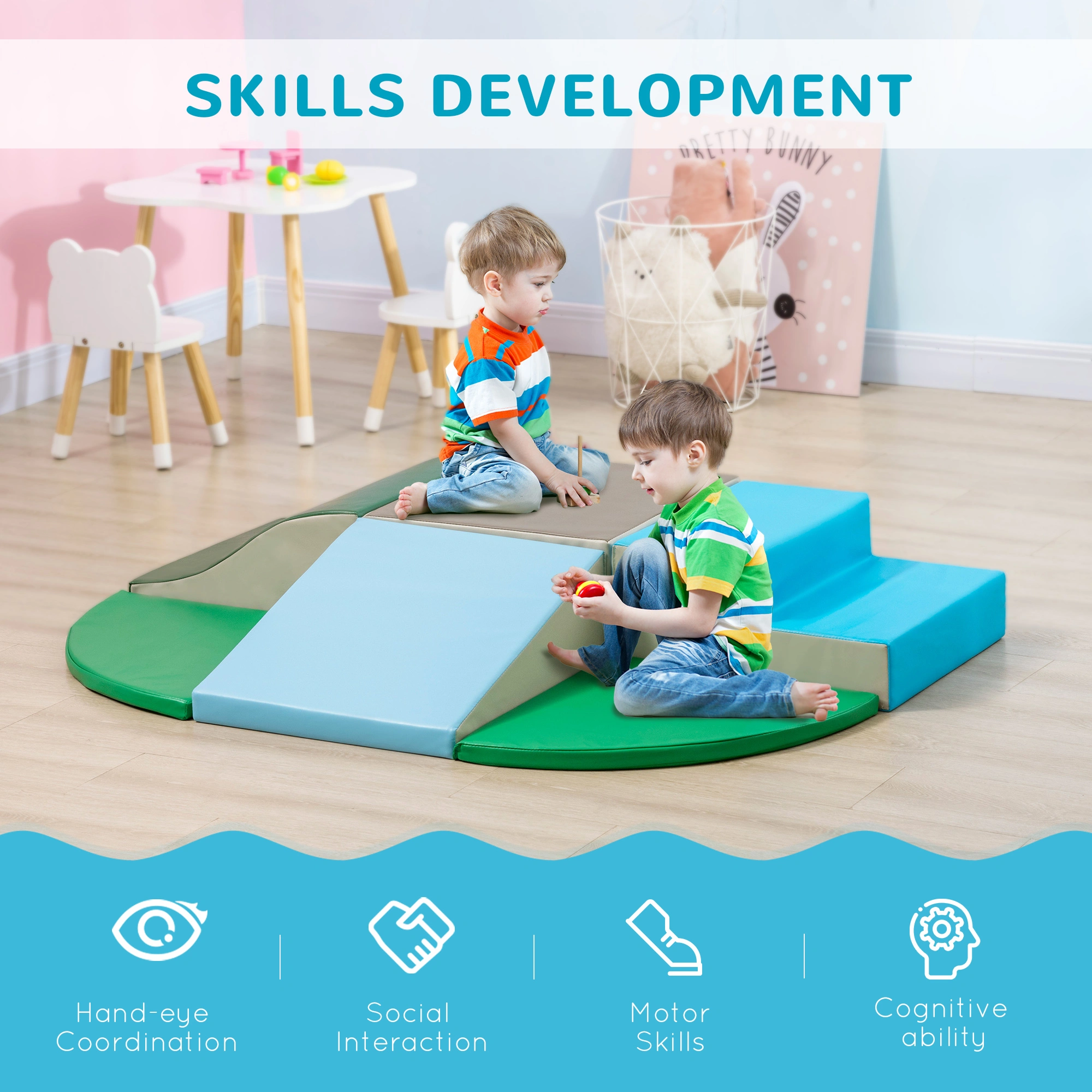 Kids Soft Play Foam Mat Set - Safe Indoor Outdoor Play Gym for Toddlers & Children view 3