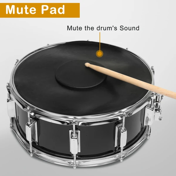 14 x 5.5in Snare Drum Set with Drumstick Holder, Snare Drum Bag, Strap, Mute Pad & Drum Stick for Beginner Student Black view 4