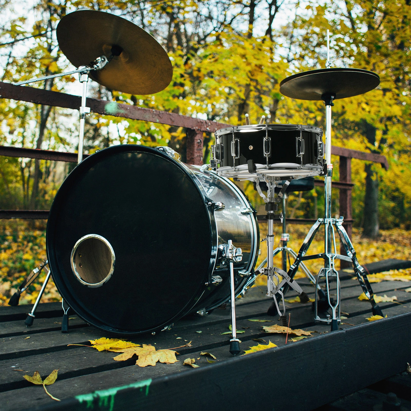 14 x 5.5in Snare Drum Set with Drumstick Holder, Snare Drum Bag, Strap, Mute Pad & Drum Stick for Beginner Student Black view 12