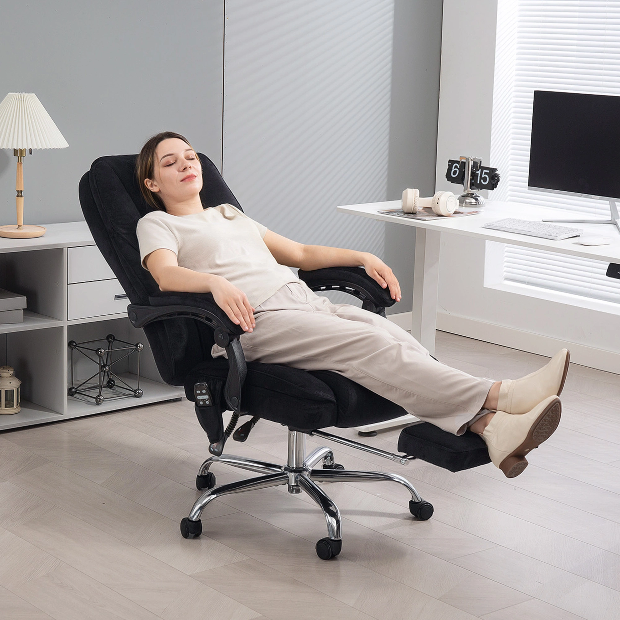 Ergonomic Massage Office Chair with Lumbar Support, Adjustable Height Swivel Executive Desk Chair