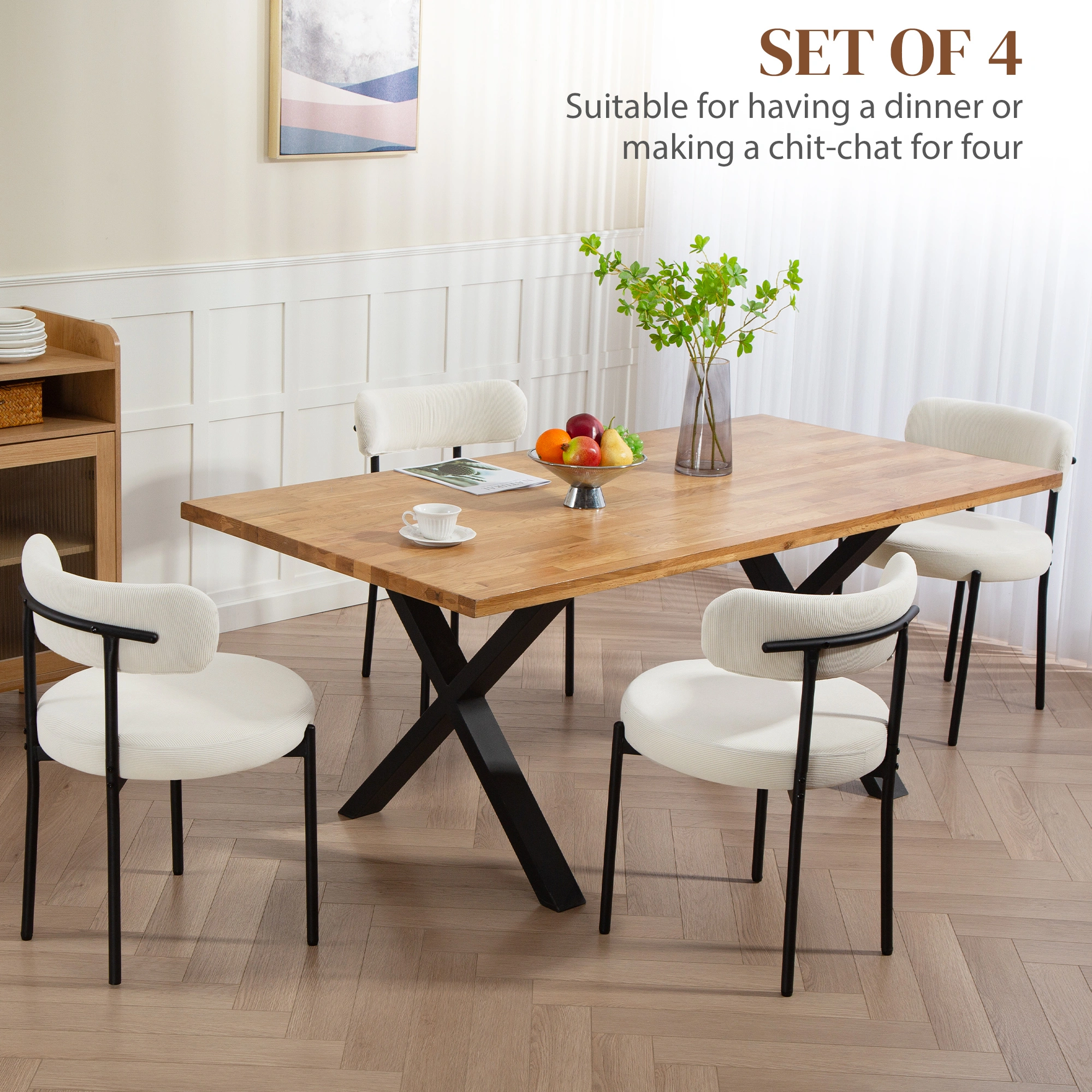 Set of 2 Dining Chairs with Padded Seat, Mid-Century Modern Armchair for Kitchen, Dining Room, Living Room