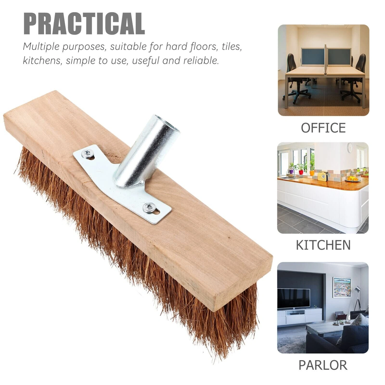 Heavy Duty Large Garden Wire Broom Head & Handle Outdoor Sweeping Yard Brush view 3