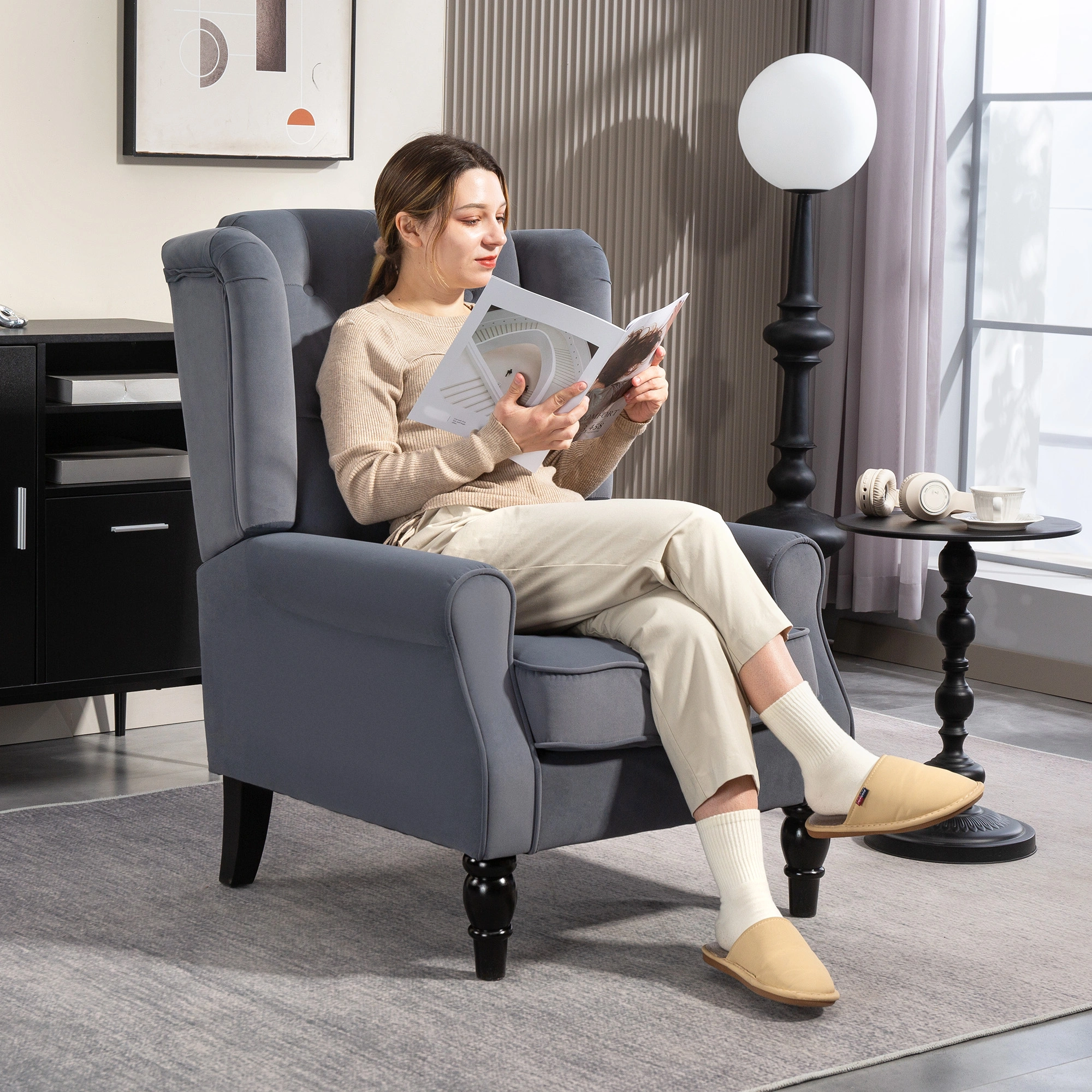 Sofa Chair - Accent Lounge Seat with Cushioned Backrest & Armrests, Modern Armchair for Living Room Bedroom