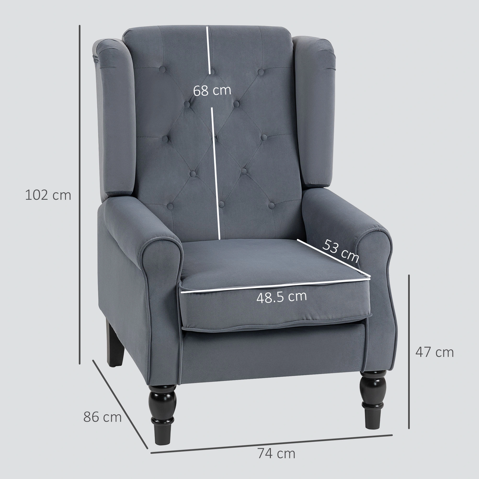 Sofa Chair - Accent Lounge Seat with Cushioned Backrest & Armrests, Modern Armchair for Living Room Bedroom view 2