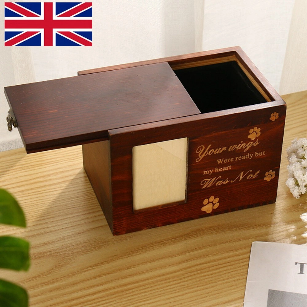 Pet Cremation Urn Wooden Ash Box for Dogs Memorial Memory Casket view 2