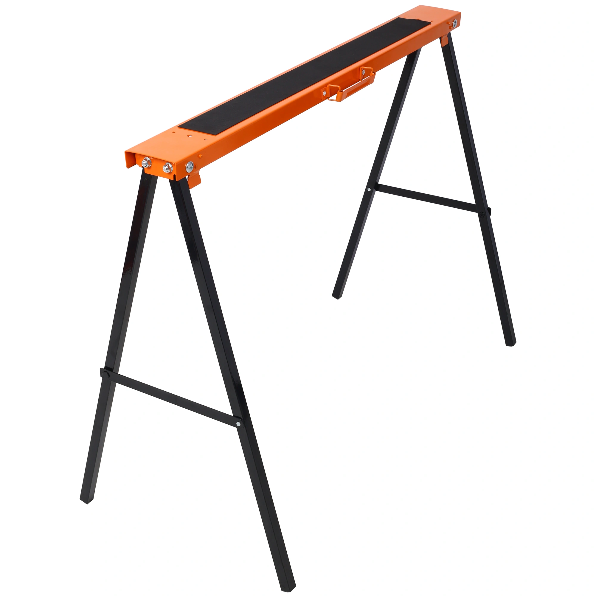 Saw Horses 2 Pack, Folding Portable Work Horse, Heavy Duty Steel with Fast Open Legs & Carry Handle, Orange/Black, Fully Assembled for Garage Workshop view 3