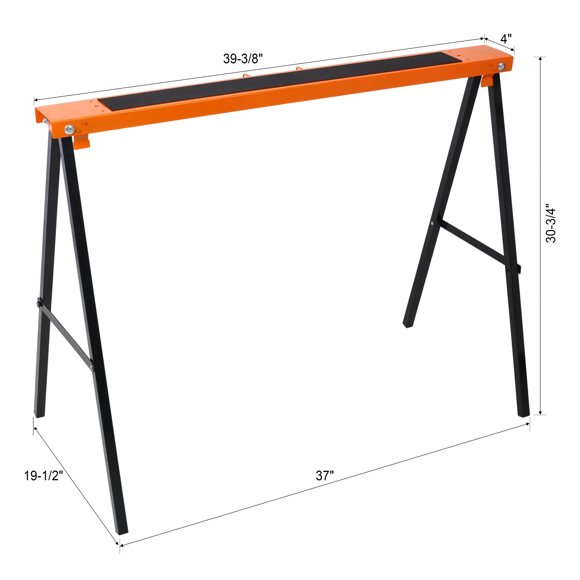 Saw Horses 2 Pack, Folding Portable Work Horse, Heavy Duty Steel with Fast Open Legs & Carry Handle, Orange/Black, Fully Assembled for Garage Workshop view 8