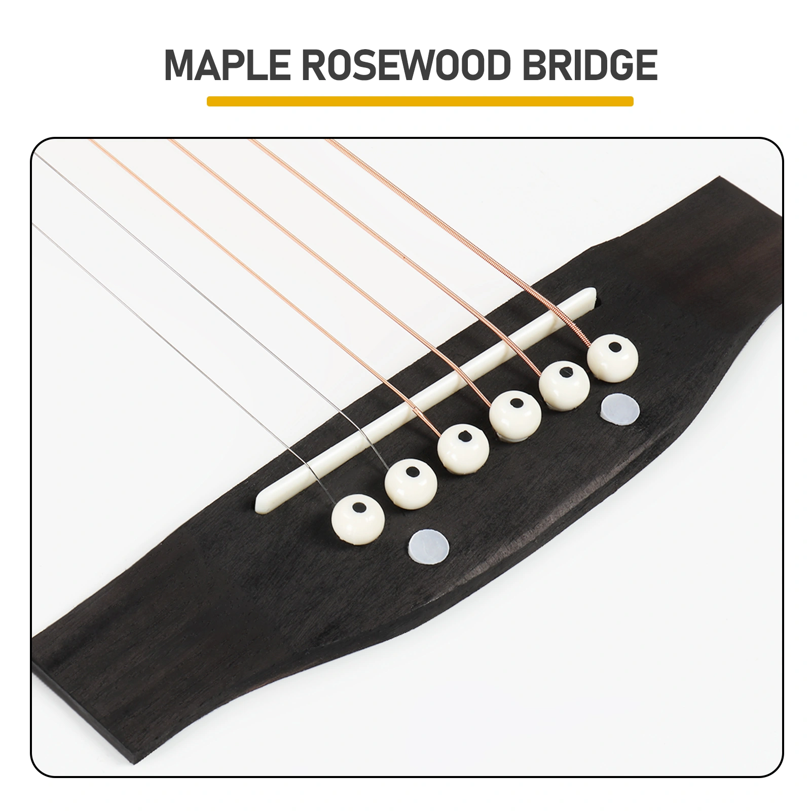 38 Inch Acoustic Guitar for Beginners, H Body Shape, Basswood Folk Guitar in Cream White, 6-String Student Guitar with Case, Picks and Strap view 5