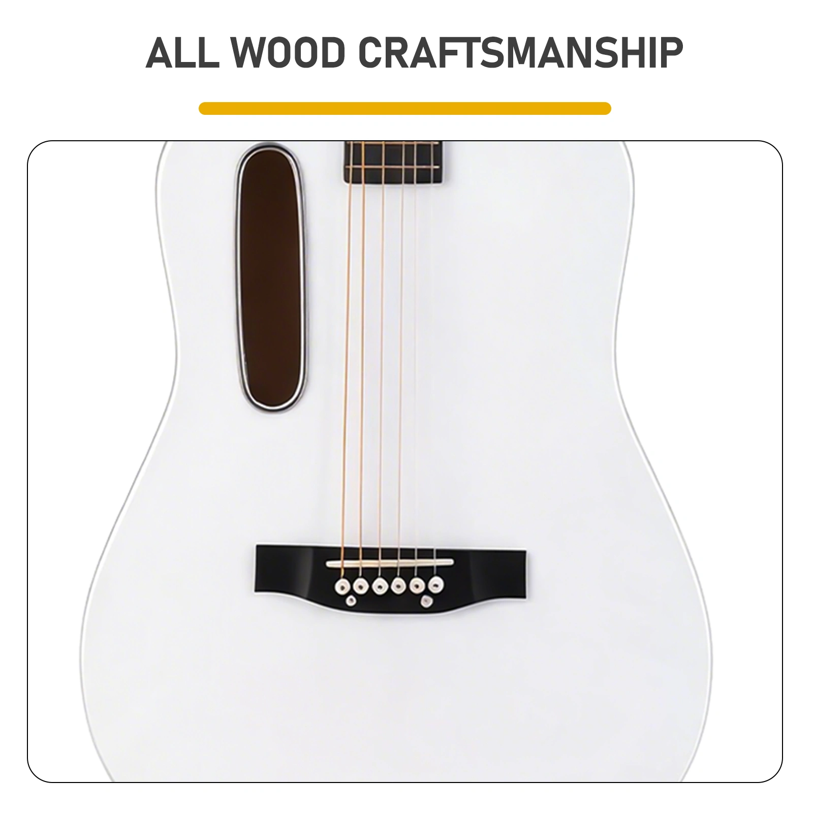 38 Inch Acoustic Guitar for Beginners, H Body Shape, Basswood Folk Guitar in Cream White, 6-String Student Guitar with Case, Picks and Strap view 8