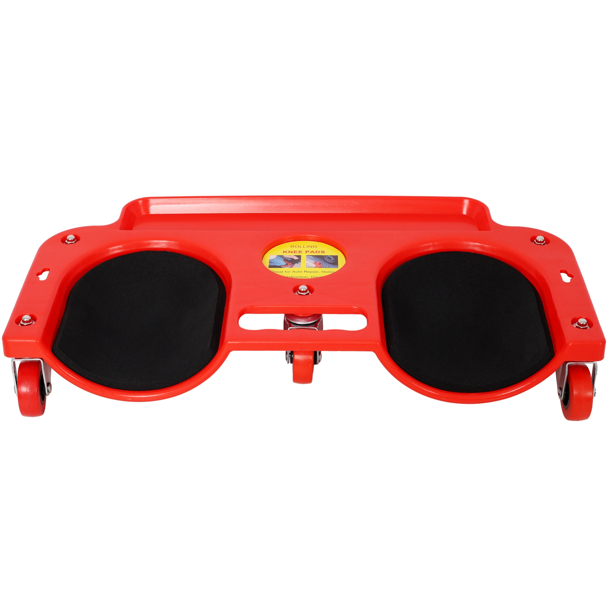 **Durable Rolling Knee Creeper with 360° Swivel Casters & Tool Tray - Red Workshop Garden Garage Knee Pads** view 2