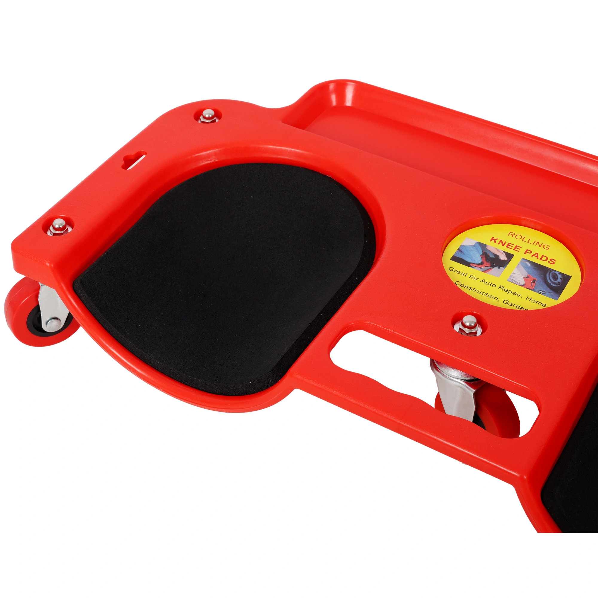 **Durable Rolling Knee Creeper with 360° Swivel Casters & Tool Tray - Red Workshop Garden Garage Knee Pads** view 9
