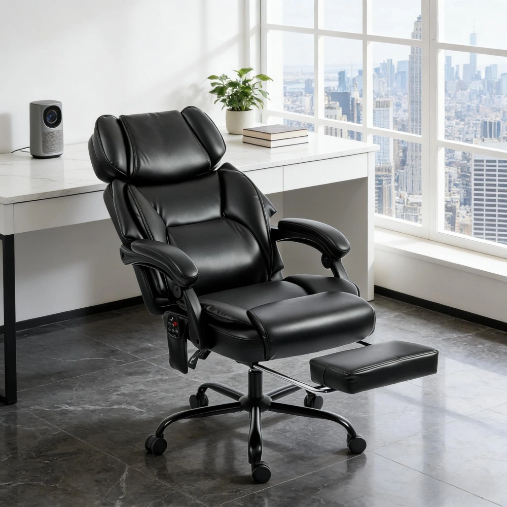 Massage Office Chair, Ergonomic Executive Swivel Chair with Lumbar Support, High Back Computer Desk Chair