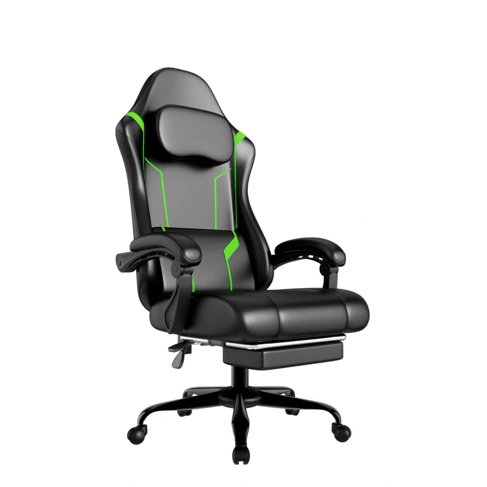 Ergonomic Gaming Chair with Pocket Spring Cushion, Footrest & Headrest - Height Adjustable Swivel Computer Chair