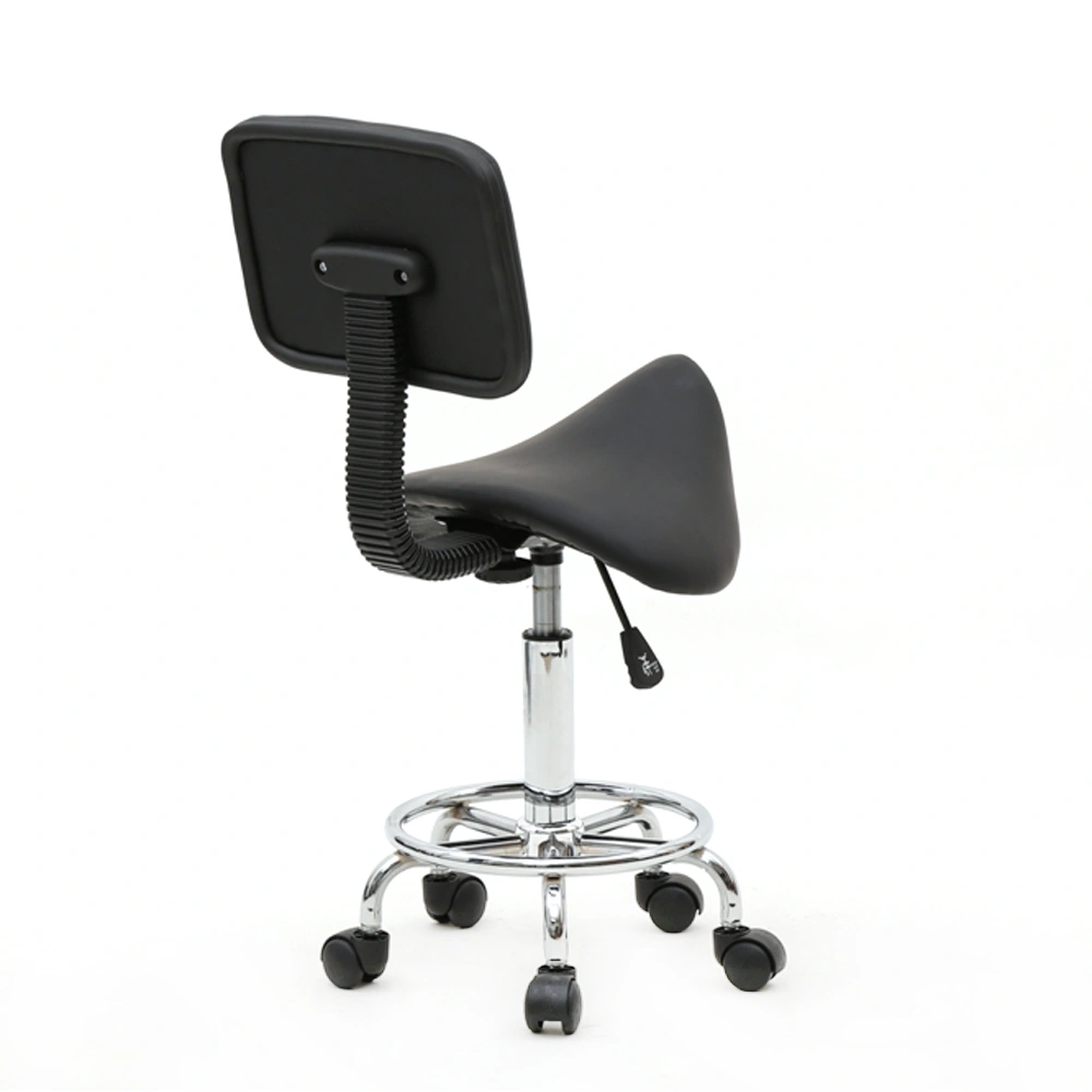 Saddle Shape Adjustable Salon Stool with Back Black view 17