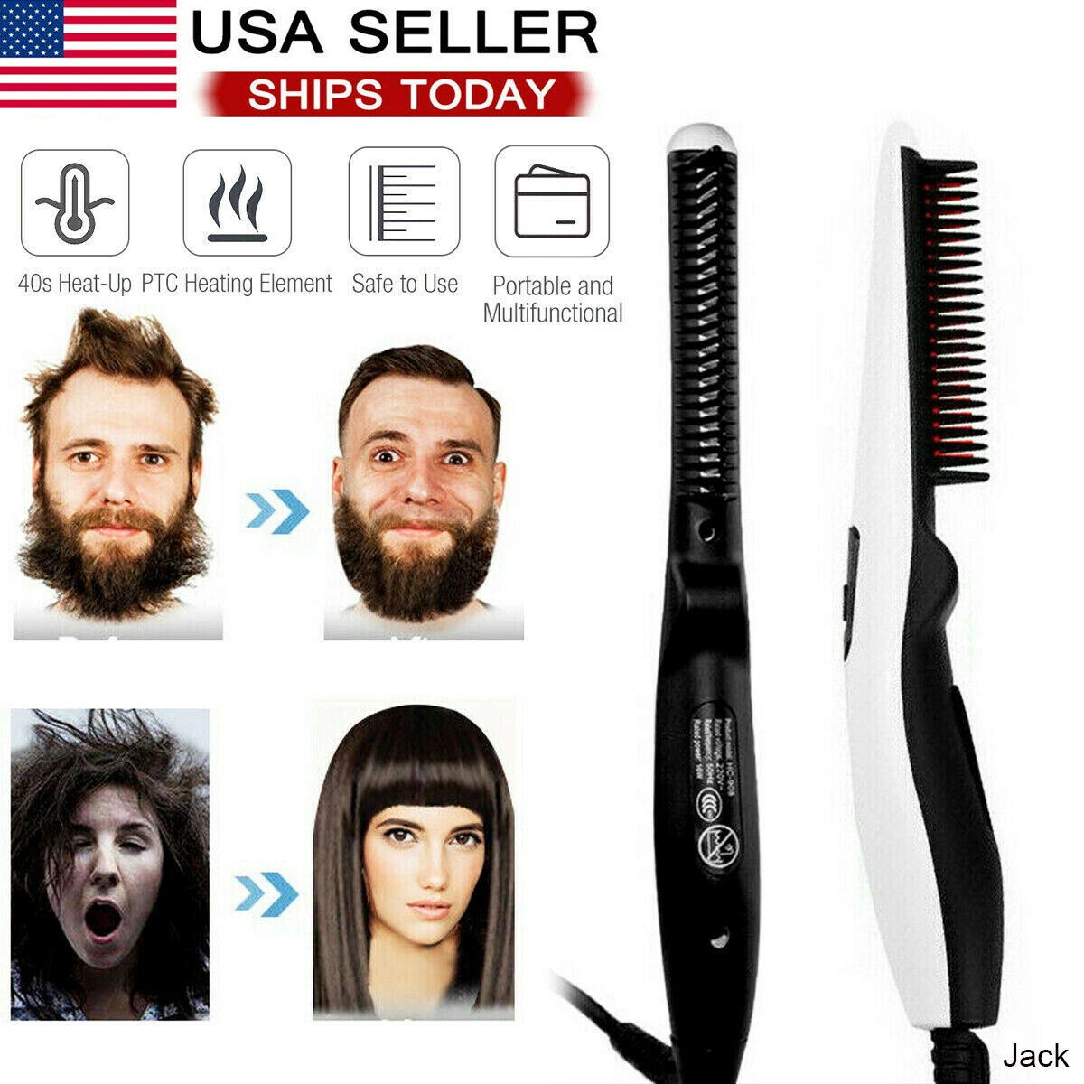 Fast Heated Electric Straight Hair Comb Beard Straightner Brush Styler For Men Women (Platform policies vary; relevant qualifications are attached via link, please do not list products without required qualifications)