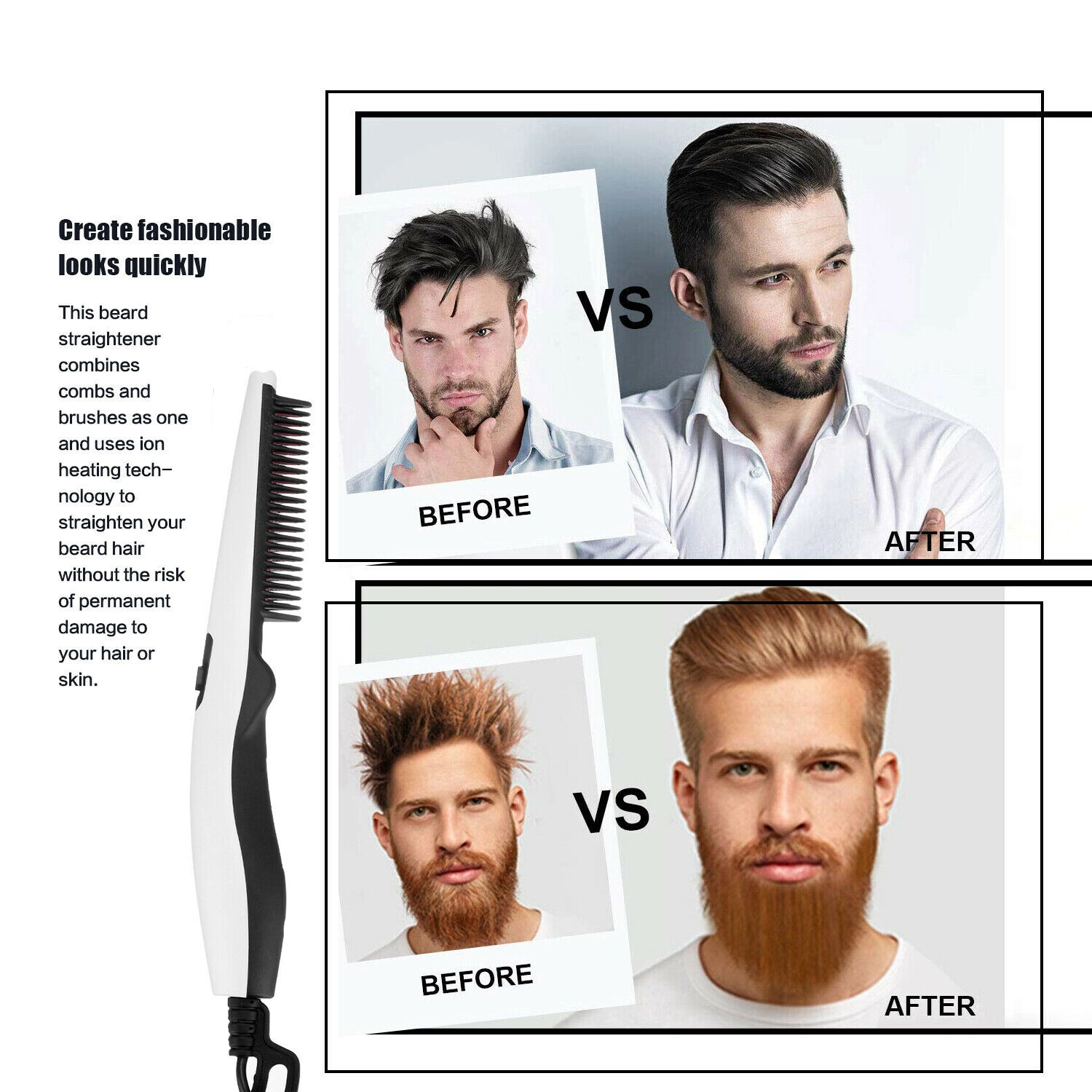 Fast Heated Electric Straight Hair Comb Beard Straightner Brush Styler For Men Women (Platform policies vary; relevant qualifications are attached via link, please do not list products without required qualifications) view 7