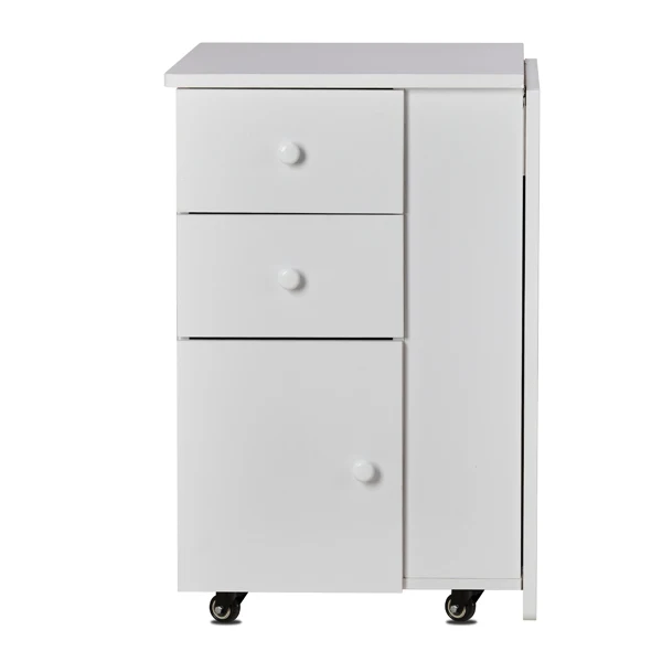Foldable Manicure Table with Electric Dust Collector, Lockable Wheels, Wrist Cushion, Drawers & Cabinet for Beauty Salon, White view 4