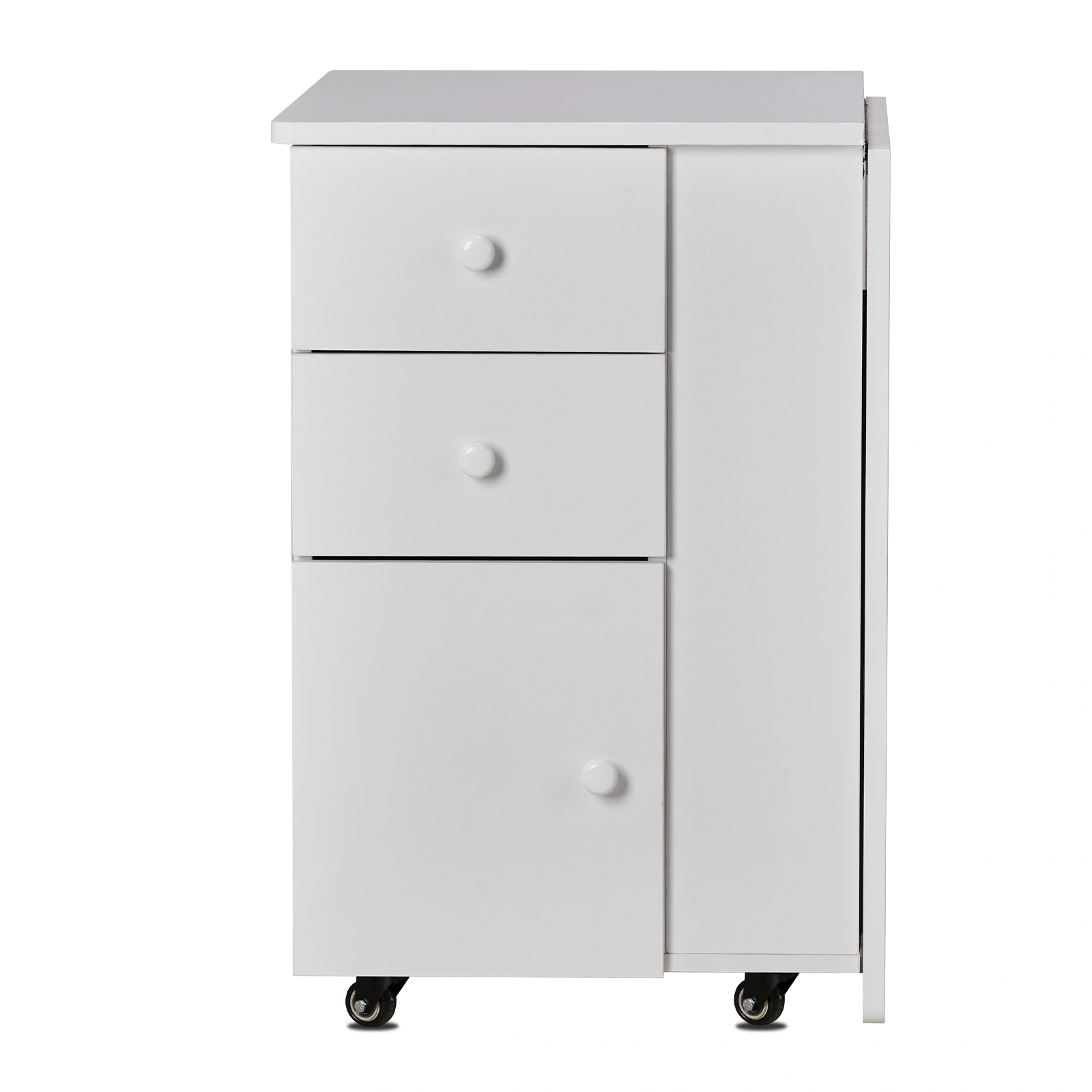 Foldable Manicure Table with Electric Dust Collector, Lockable Wheels, Wrist Cushion, Drawers & Cabinet for Beauty Salon, White view 4