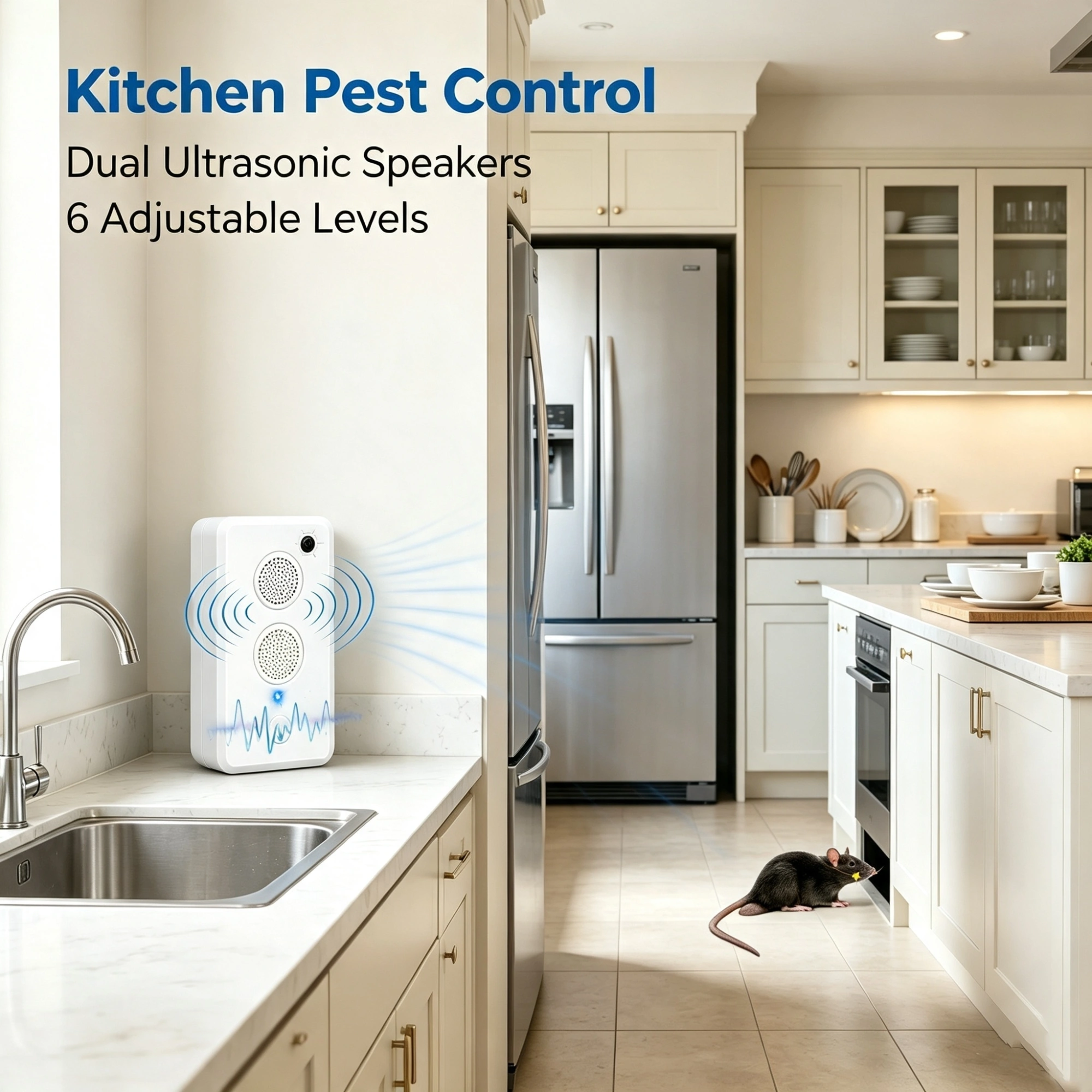 1‑75KHz Ultrasonic Electronic Unit, Rechargeable 950mAh Battery Powered Device with Dual Speakers, 6‑Level Settings for Home, Garage, Shed and Campsite view 16