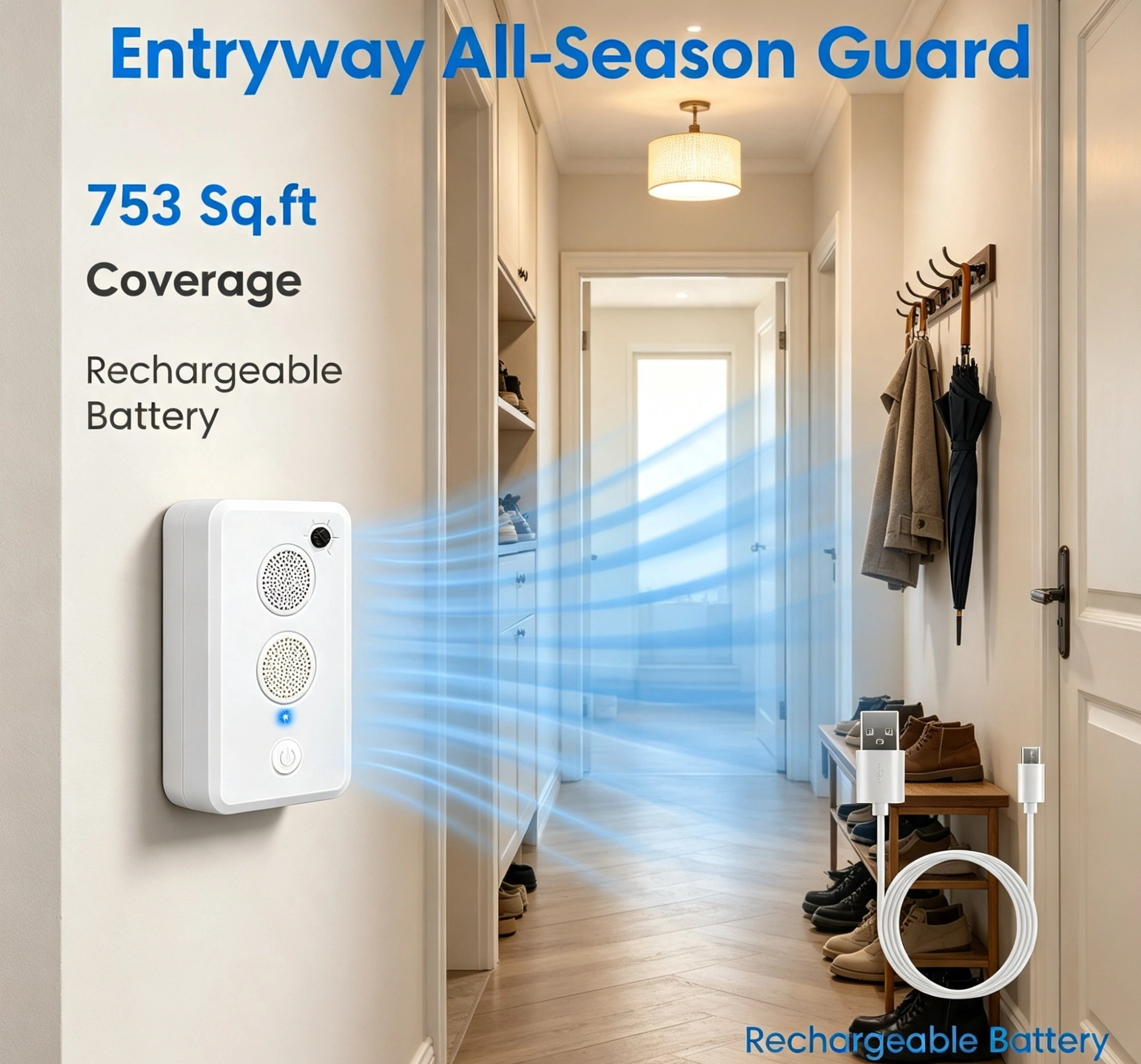 1‑75KHz Ultrasonic Electronic Unit, Rechargeable 950mAh Battery Powered Device with Dual Speakers, 6‑Level Settings for Home, Garage, Shed and Campsite view 17