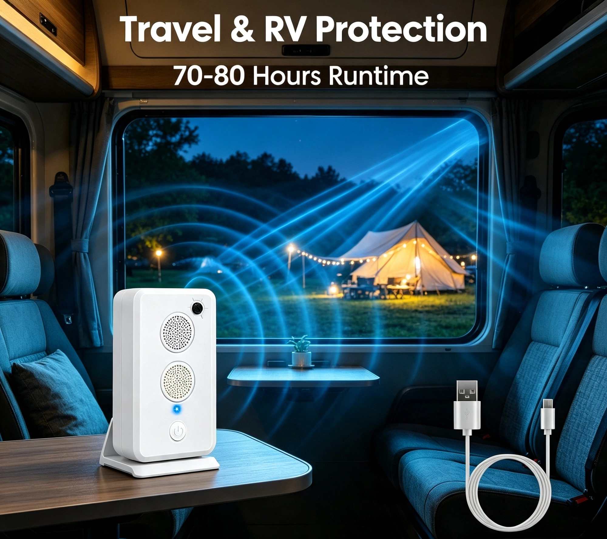 1‑75KHz Ultrasonic Electronic Unit, Rechargeable 950mAh Battery Powered Device with Dual Speakers, 6‑Level Settings for Home, Garage, Shed and Campsite view 4