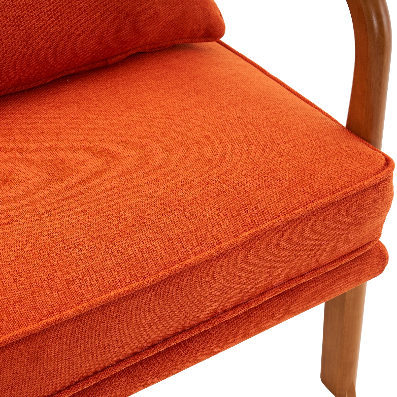 Oak Armrest Accent Chair, Single Upholstered Lounge Chair with Solid Oak Frame, Burnt Orange Indoor Leisure Chair view 12