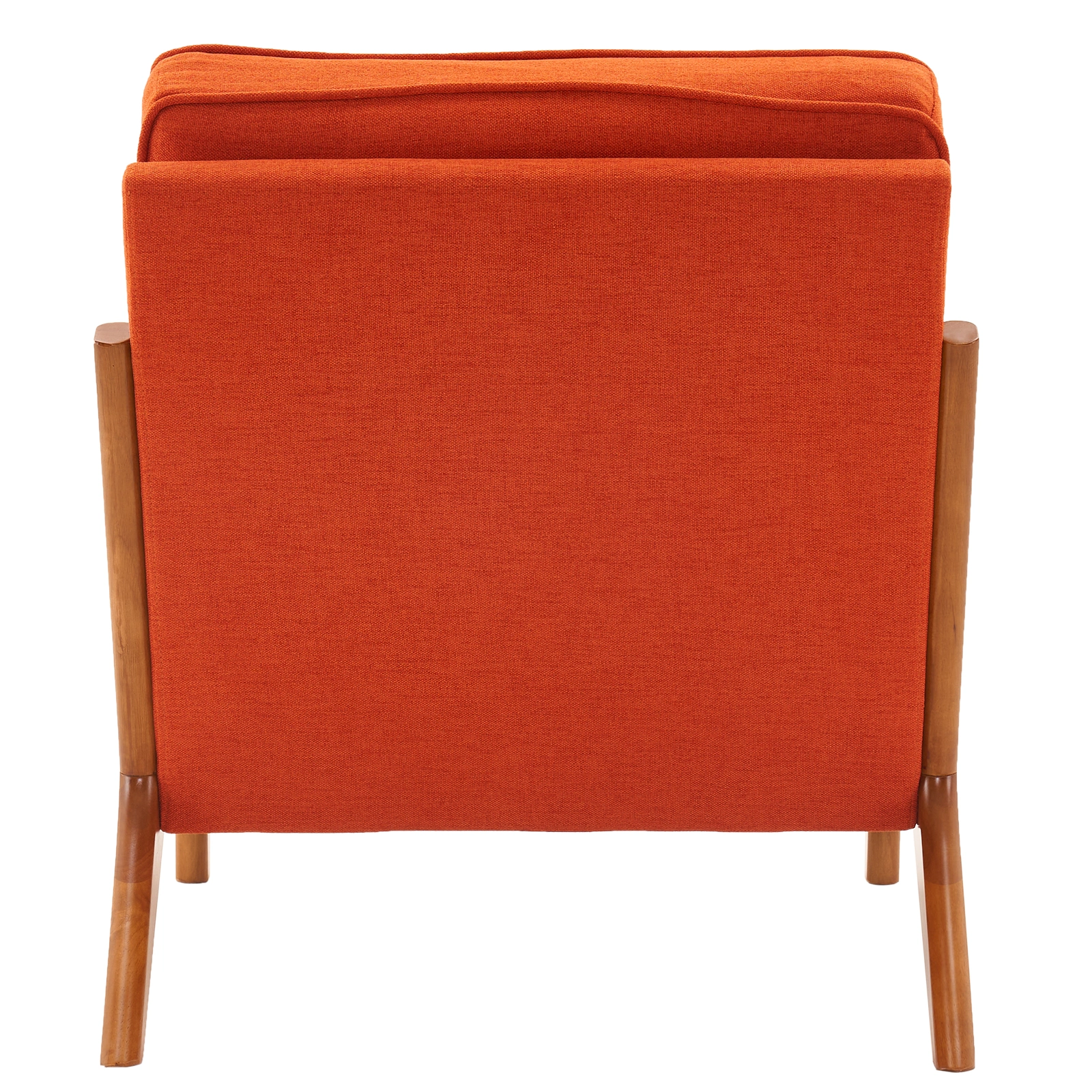 Oak Armrest Accent Chair, Single Upholstered Lounge Chair with Solid Oak Frame, Burnt Orange Indoor Leisure Chair view 9