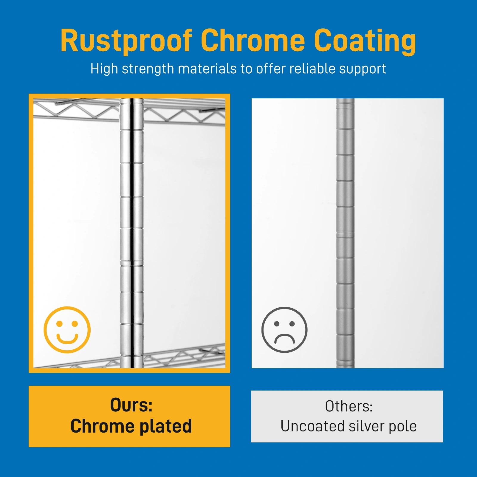 5-Tier Chrome Plated Steel Shelving Unit, Heavy Duty Wire Storage Rack 180x90x35cm, Adjustable Metal Shelf for Garage, Warehouse, Kitchen view 7