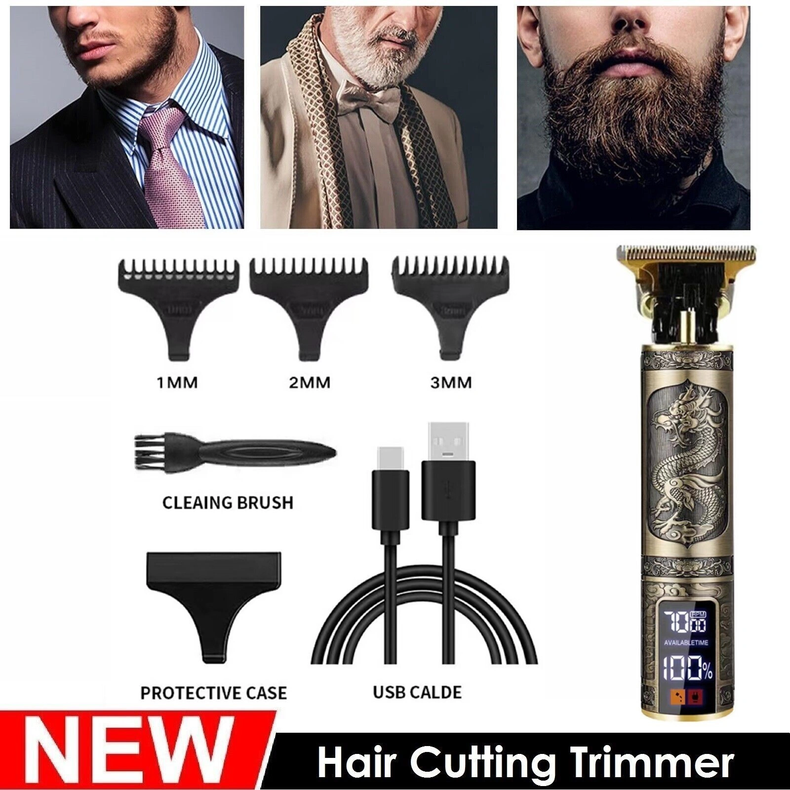 LCD Professional Hair Clippers Beard Trimmer Men Hair Cutting Cordless Barber Shaving Machine (US Logistics only For USPS. TK/TMEU only For self-pickup, products W/ battery,self-pickup For USPS, must provide hazardous goods shipping lable)
