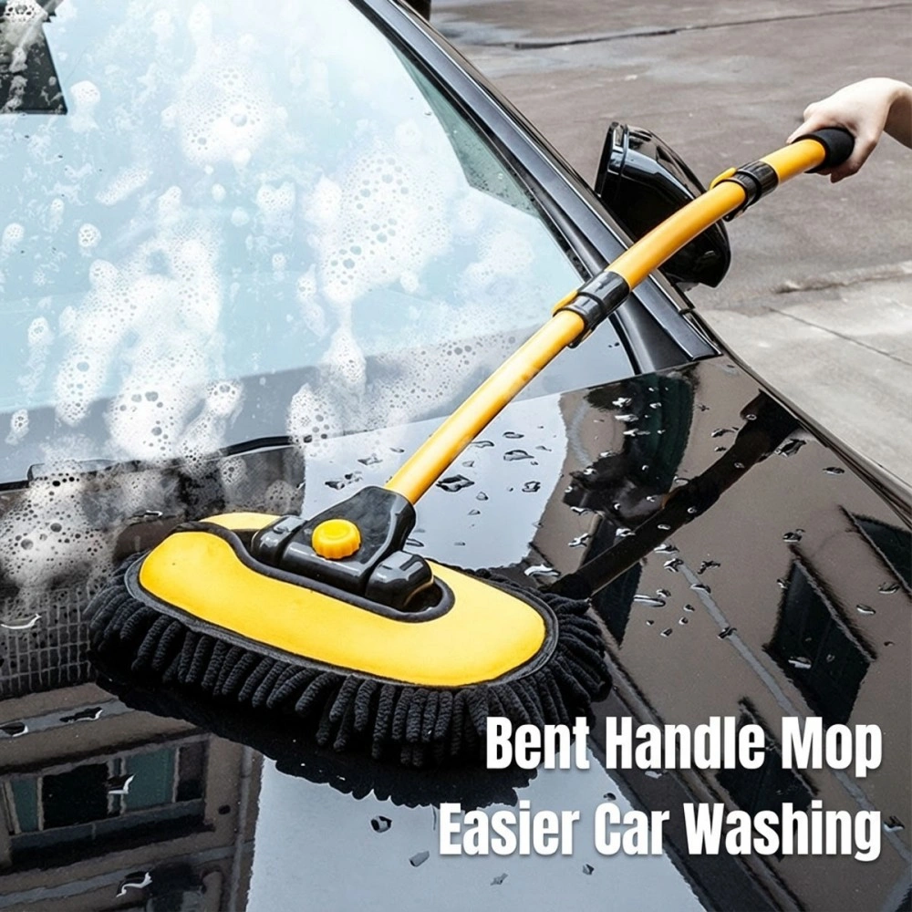 Telescopic Car Wash Brush Kit with Mop Attachment, Adjustable Long Handle Vehicle Cleaning Tool view 4