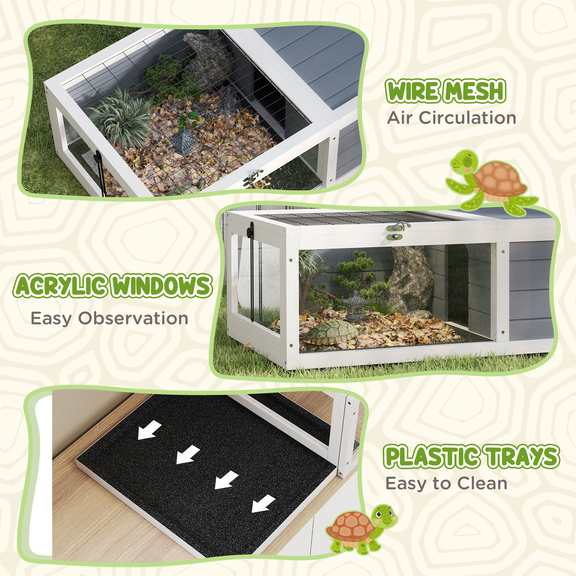 Premium Turtle Cage & Tortoise House with Secure Lid - Ventilated Enclosed Habitat for Pet Turtles and Reptiles view 2