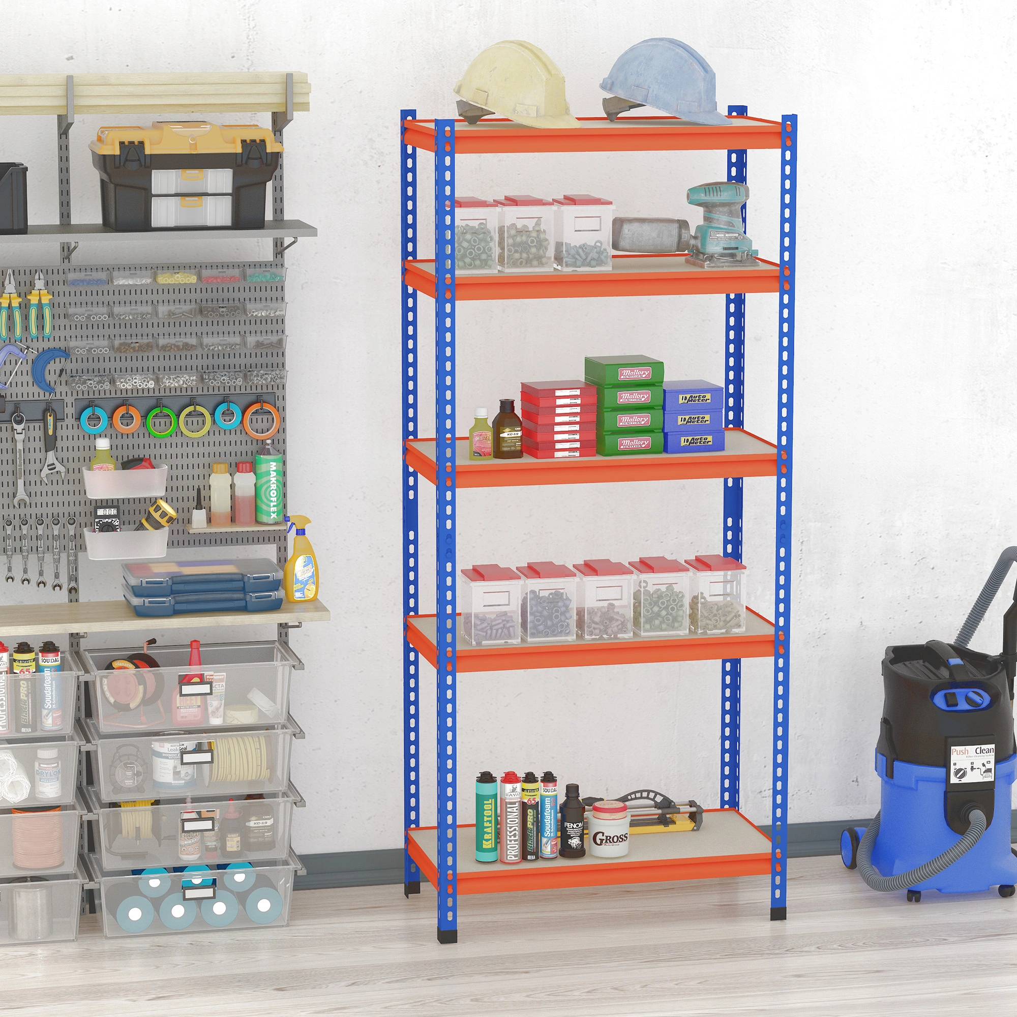 Heavy Duty Metal Garage Shelf, Wall-Mounted Storage Rack with Adjustable Shelves for Tools and Supplies