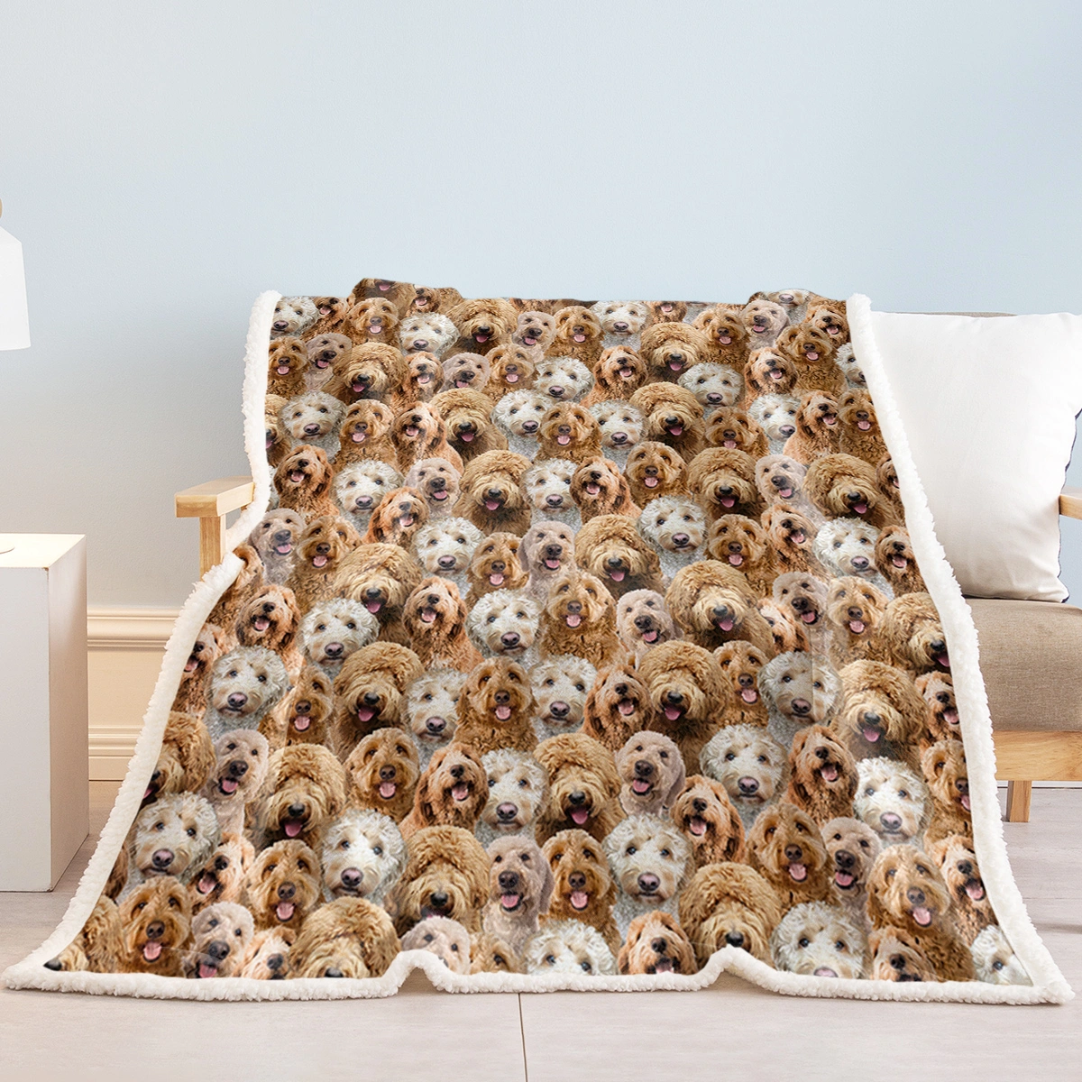 Cockapoo Fleece Blanket Sherpa Throw Blanket 150x200cm Cute Puppy Dog Animal Pattern Fuzzy Blanket for Kids Adults Women Gift view 5