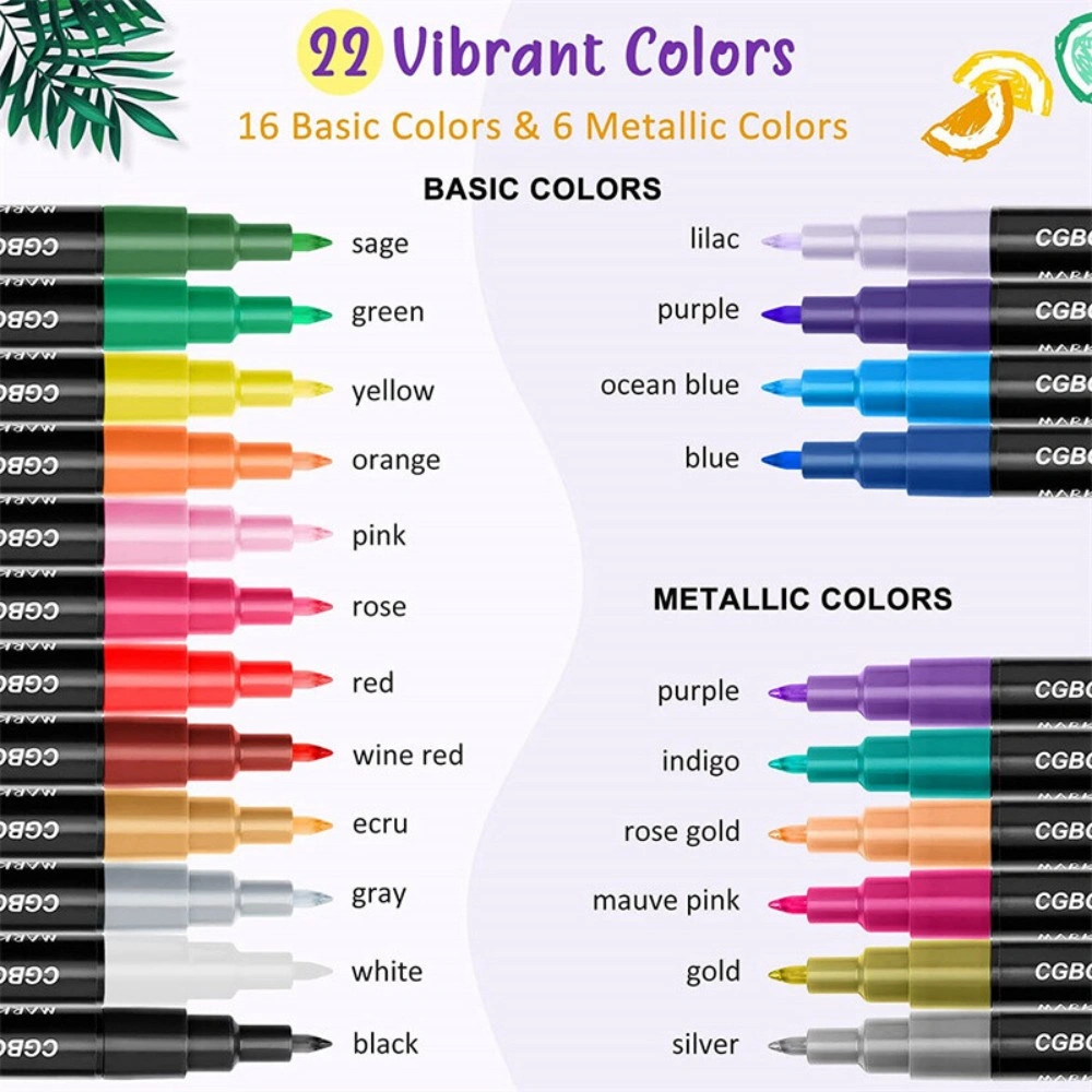 22 Colours Premium Acrylic Paint Marker Pens 0.7mm Extra Fine Tip for Rock Painting Art Craft view 2
