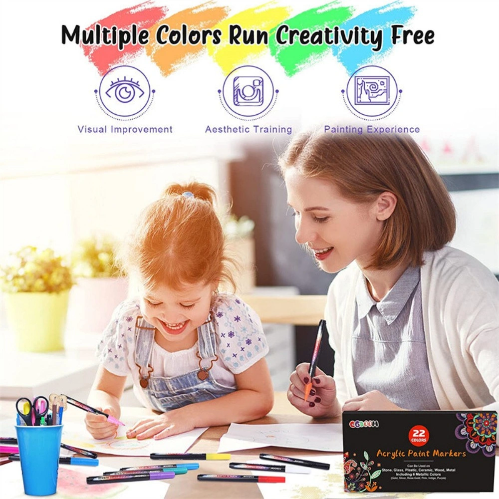 22 Colours Premium Acrylic Paint Marker Pens 0.7mm Extra Fine Tip for Rock Painting Art Craft view 5