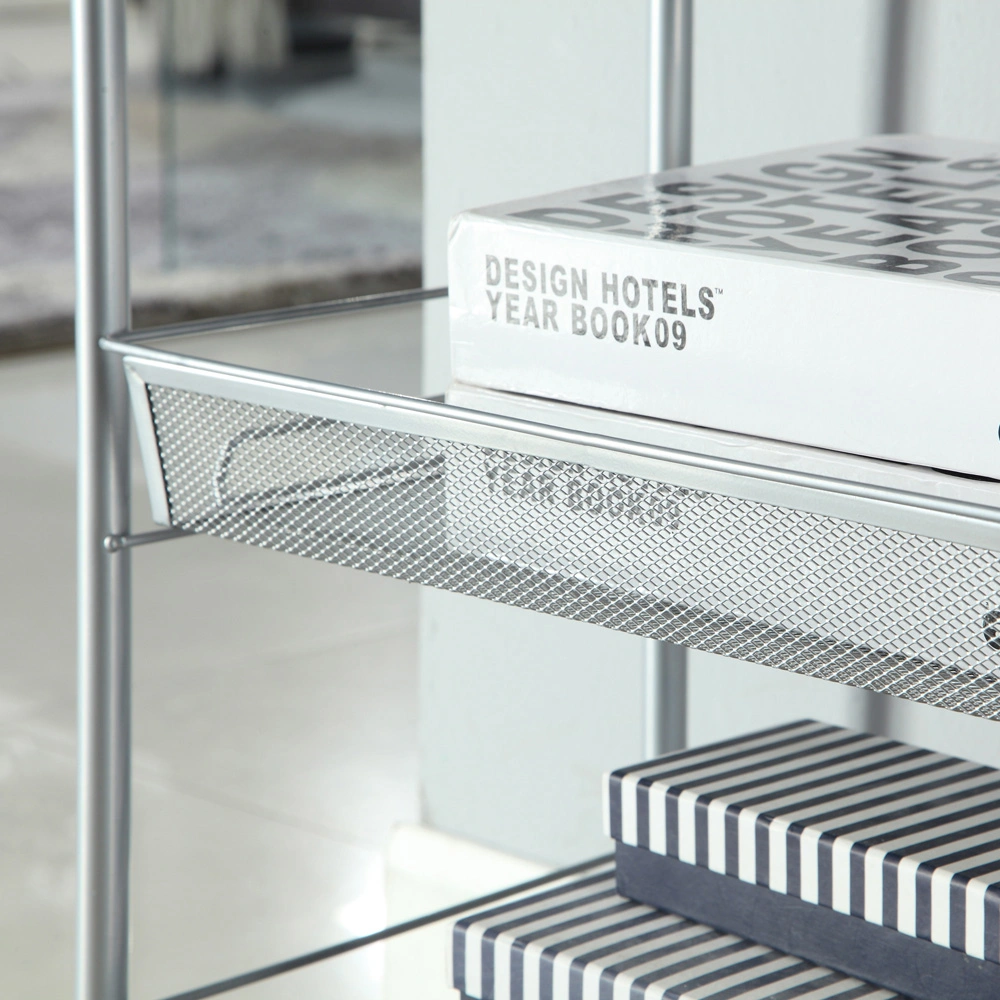 Silver 5-Tier Honeycomb Mesh Removable Storage Cart with Wheels view 3
