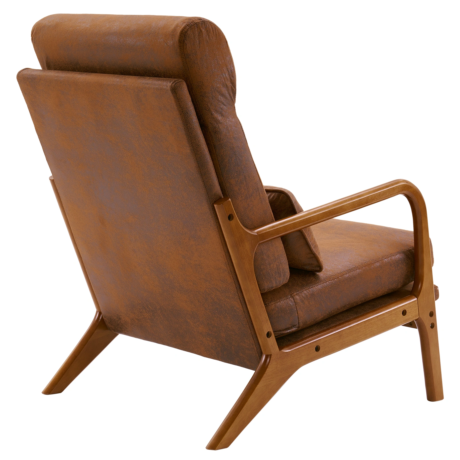 High Back Solid Wood Armrest Backrest Iron Frame Bronzing Cloth Indoor Leisure Chair Orange view 6
