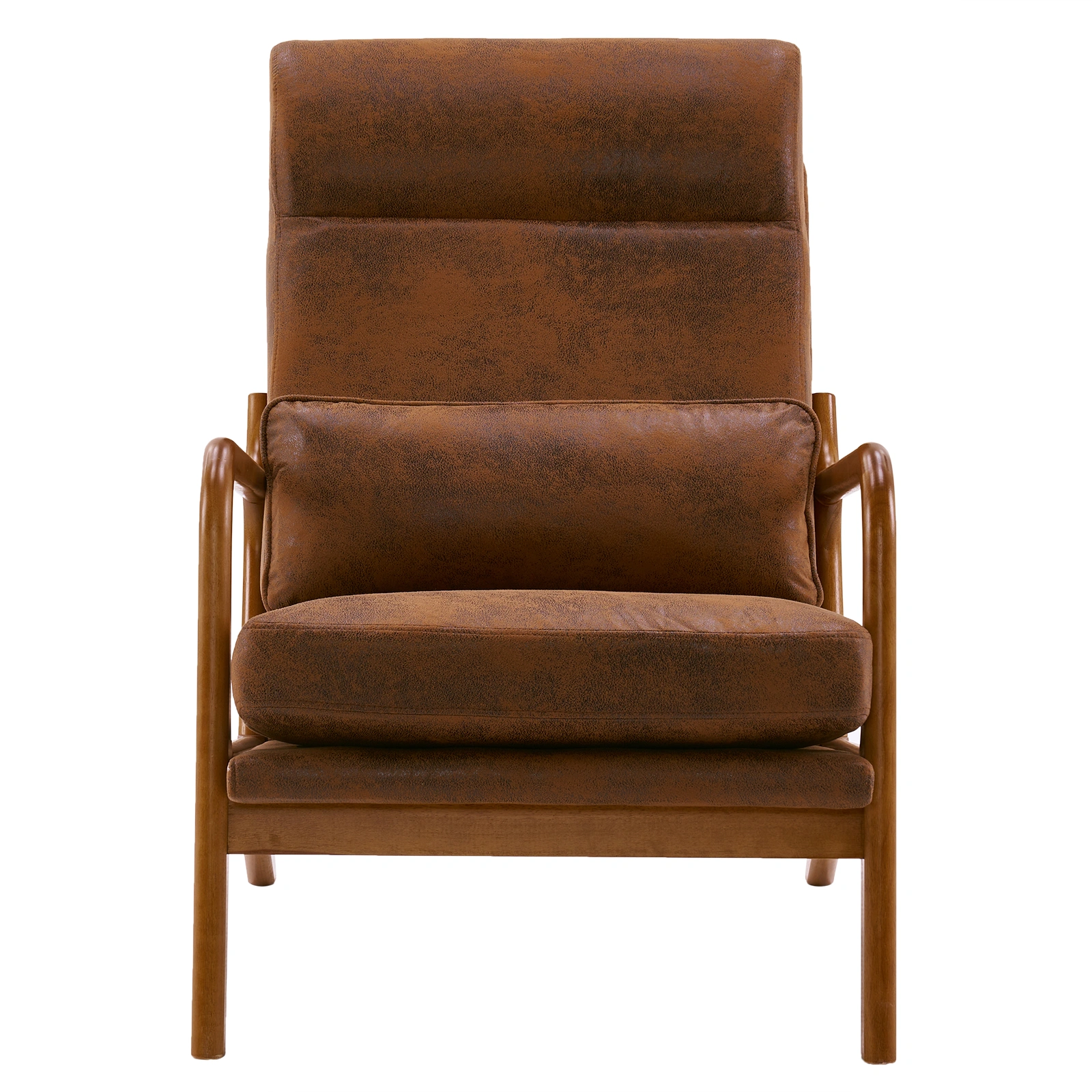 High Back Solid Wood Armrest Backrest Iron Frame Bronzing Cloth Indoor Leisure Chair Orange view 8