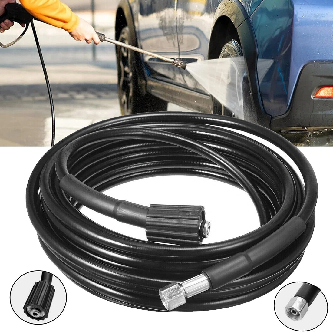 10M High Pressure Washer Hose Replacement Heavy Duty M22 M14 Connection Jet Power Wash Pipe