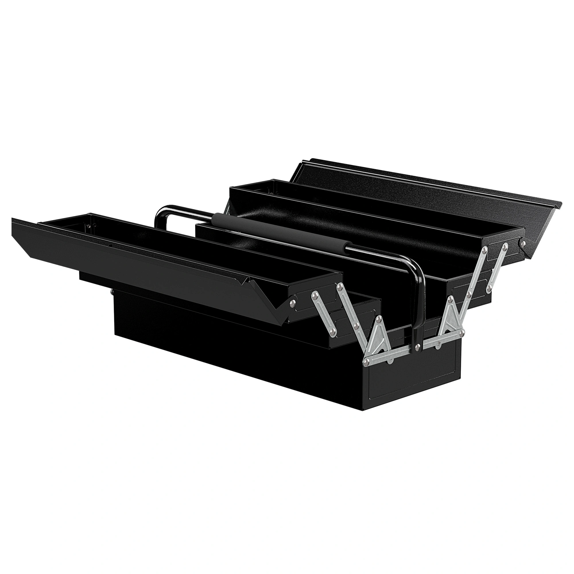 Heavy Duty Steel Tool Box with Lid & Carry Handle, Portable Metal Storage Chest Cabinet, Black view 3