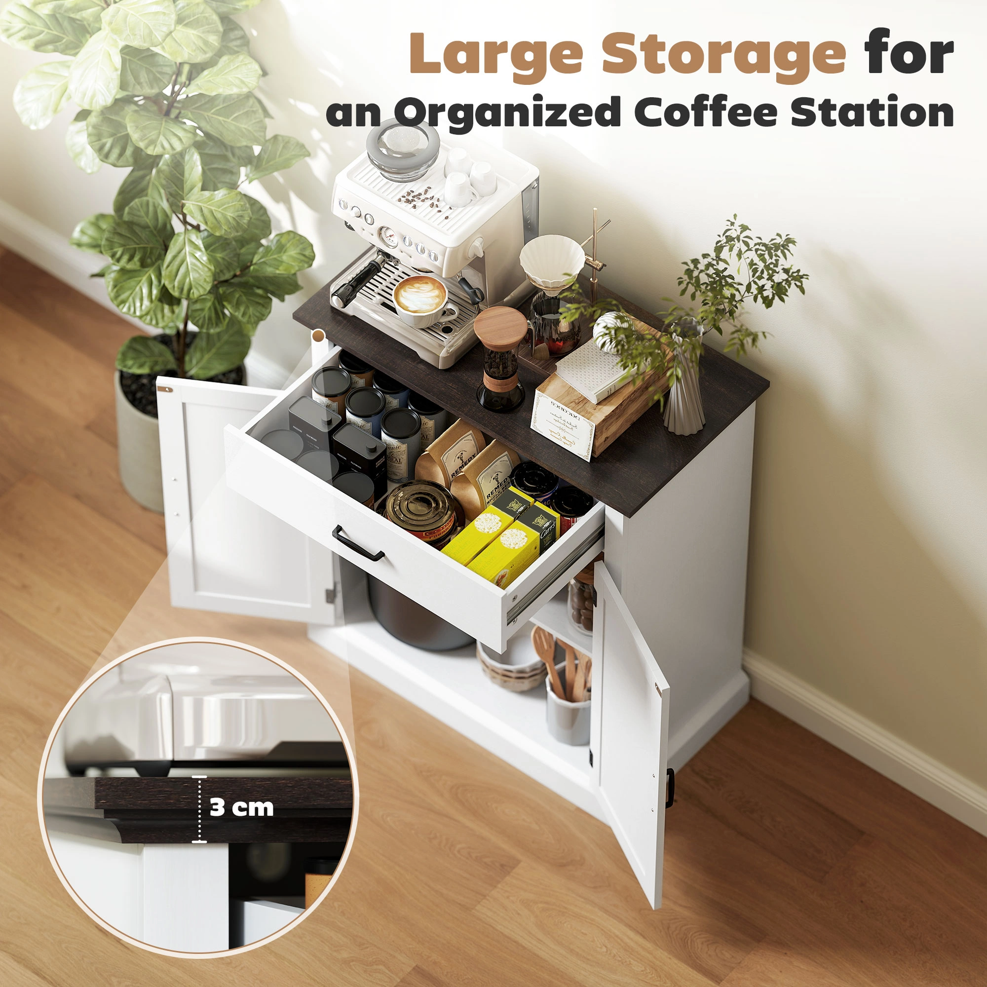 Modern Sideboard Buffet Cabinet with Storage Shelves & Drawers for Dining Room, Living Room view 5