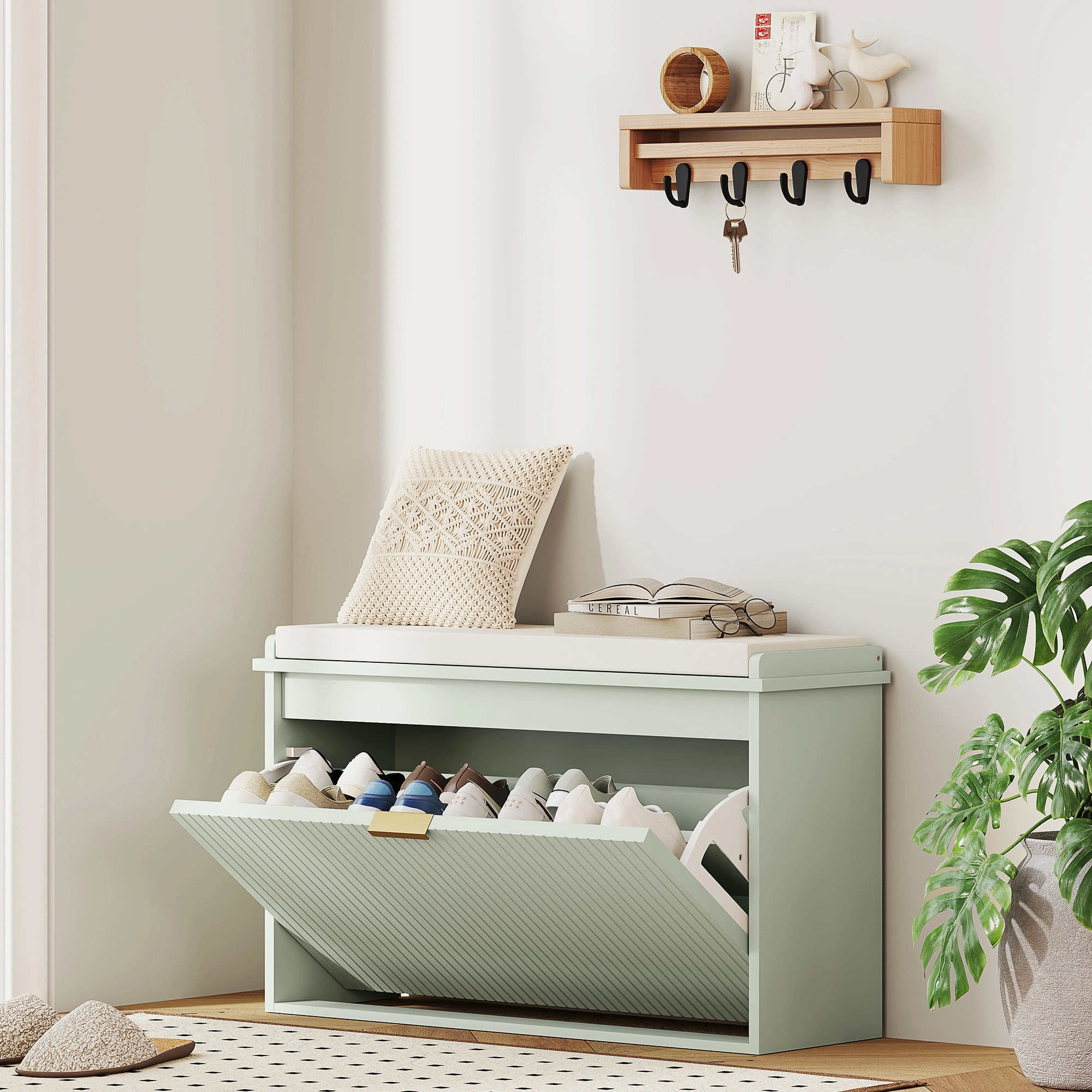 Shoe Storage Cabinet with Drawers, Multi-Layer Entryway Shoe Rack Organizer, Compact Hallway Shoe Cabinet for Home view 3